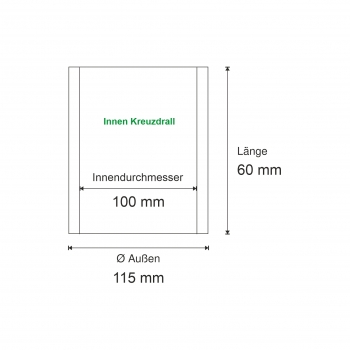 Buchse, Stahl, gehärtet Ø 100x115x60 mm, schweißbar (IS)